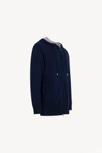 Felpa con Cappuccio in Cotone Seta Navy