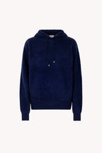 Felpa con Cappuccio Unisex in Puro Cashmere Spazzolato Marino