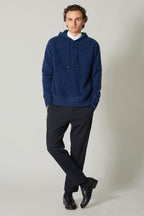 Felpa con Cappuccio Unisex in Puro Cashmere Spazzolato Marino