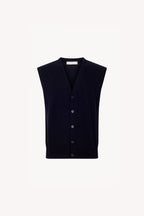 Gilet con Bottoni in Puro Cashmere Navy