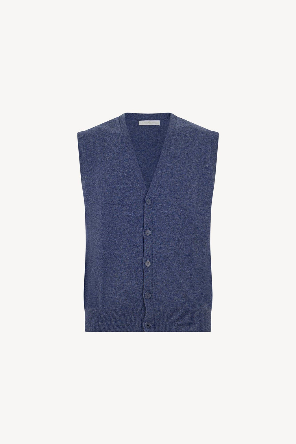 Gilet con Bottoni in Puro Cashmere Denim Scuro
