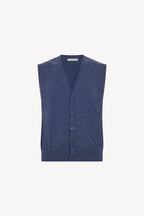 Gilet con Bottoni in Puro Cashmere Denim Scuro