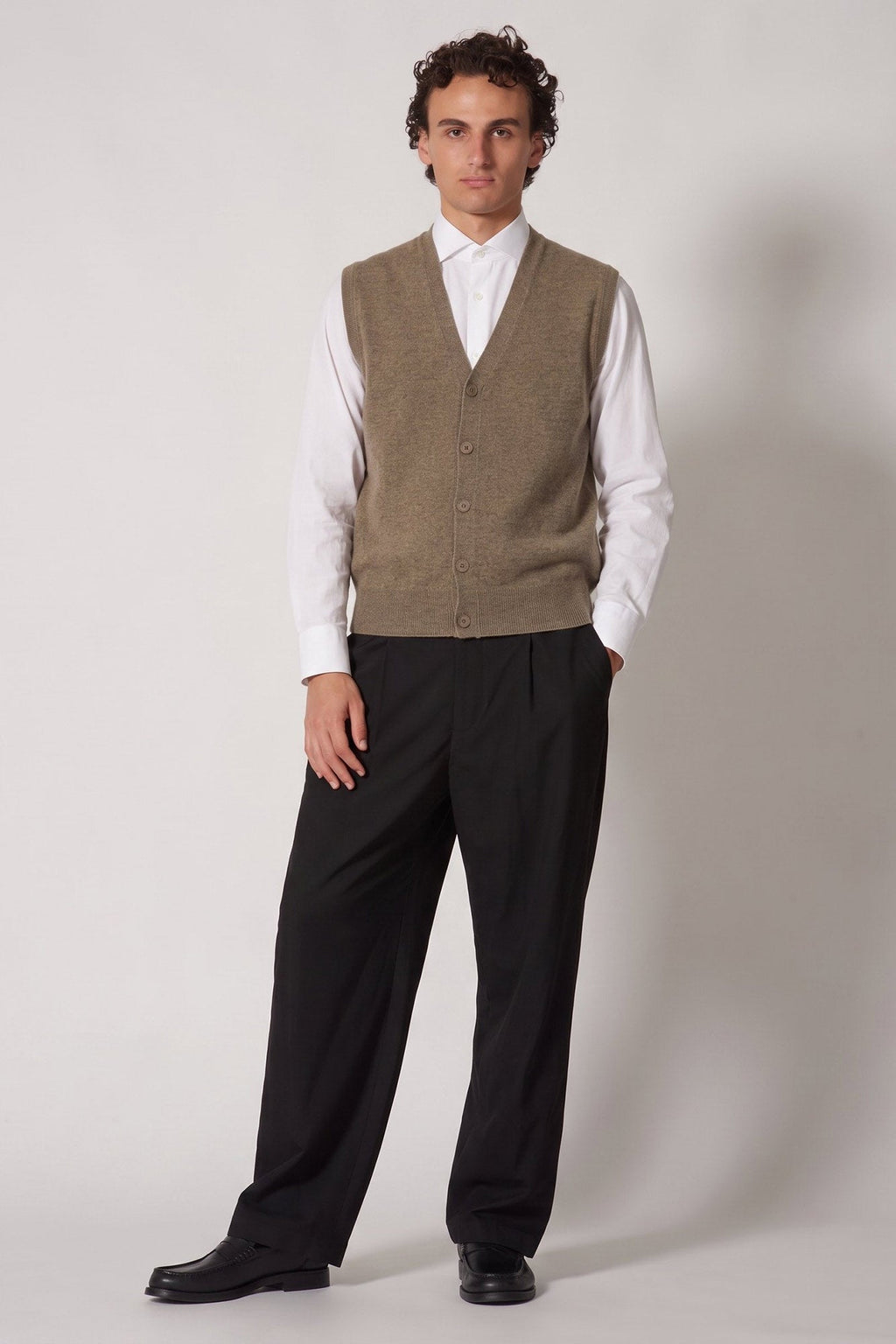 Gilet con Bottoni in Puro Cashmere Dune