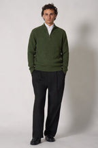 Lupetto Mezza Zip a Costa Inglese in Puro Cashmere Loden
