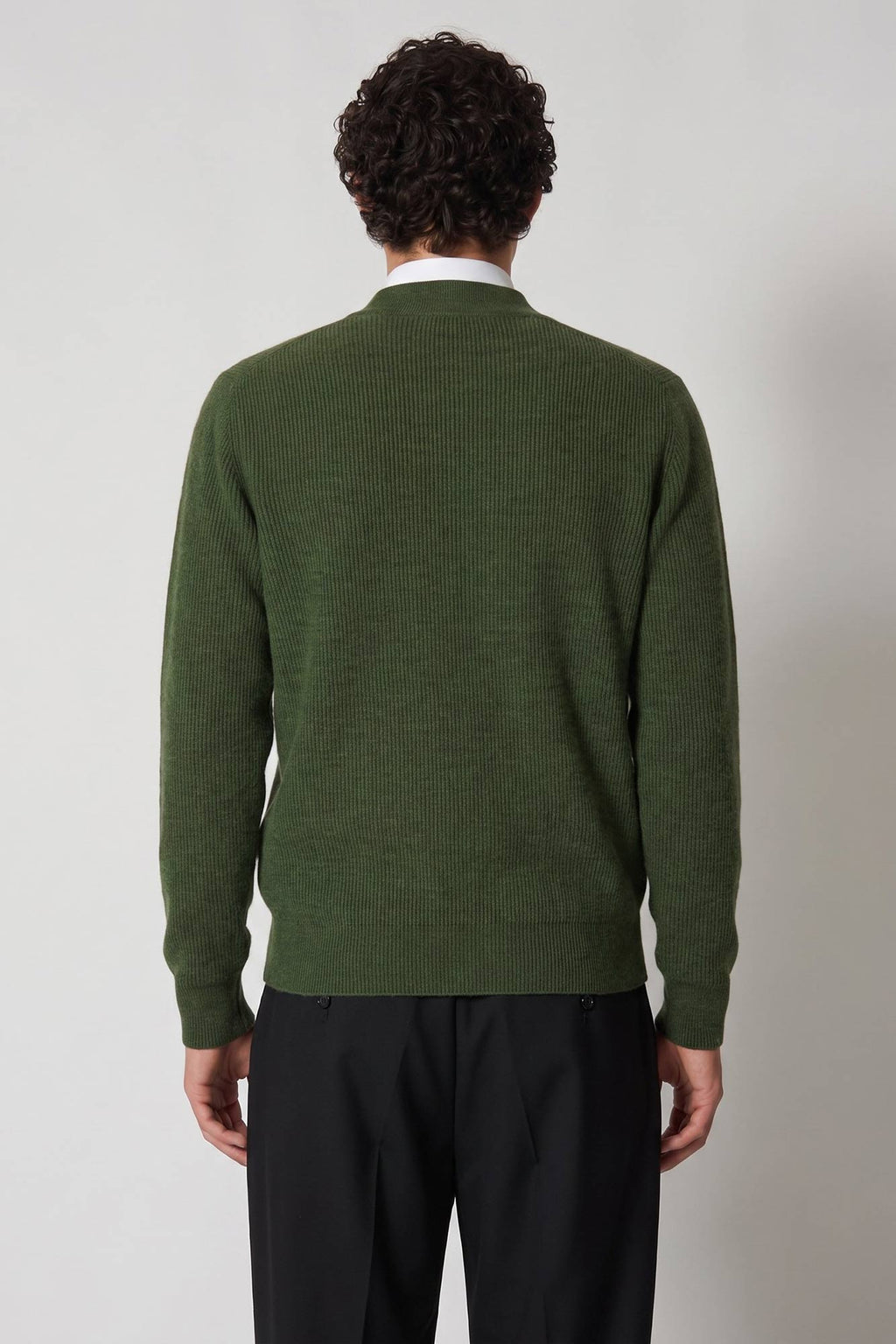 Lupetto Mezza Zip a Costa Inglese in Puro Cashmere Loden