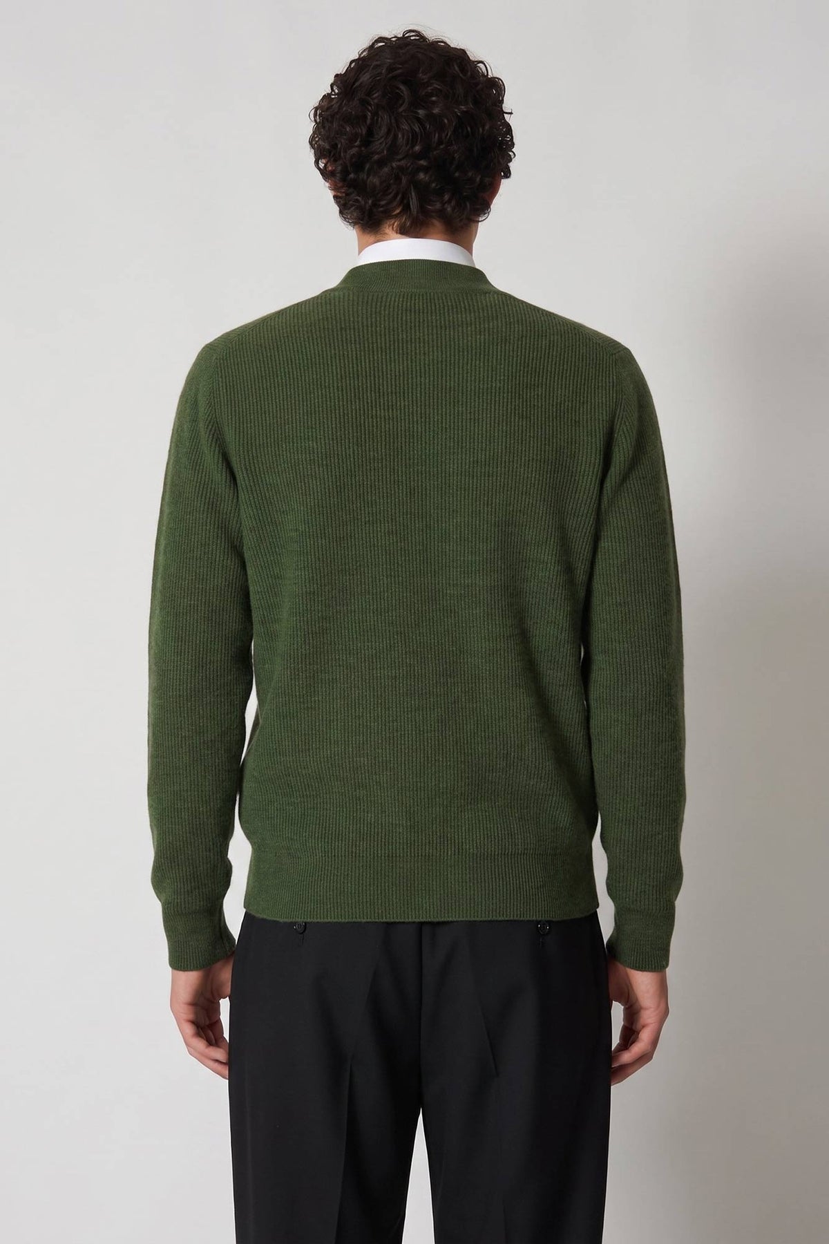 Lupetto Mezza Zip a Costa Inglese in Puro Cashmere Loden