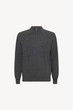 Lupetto Mezza Zip a Costa Inglese in Puro Cashmere Flanella