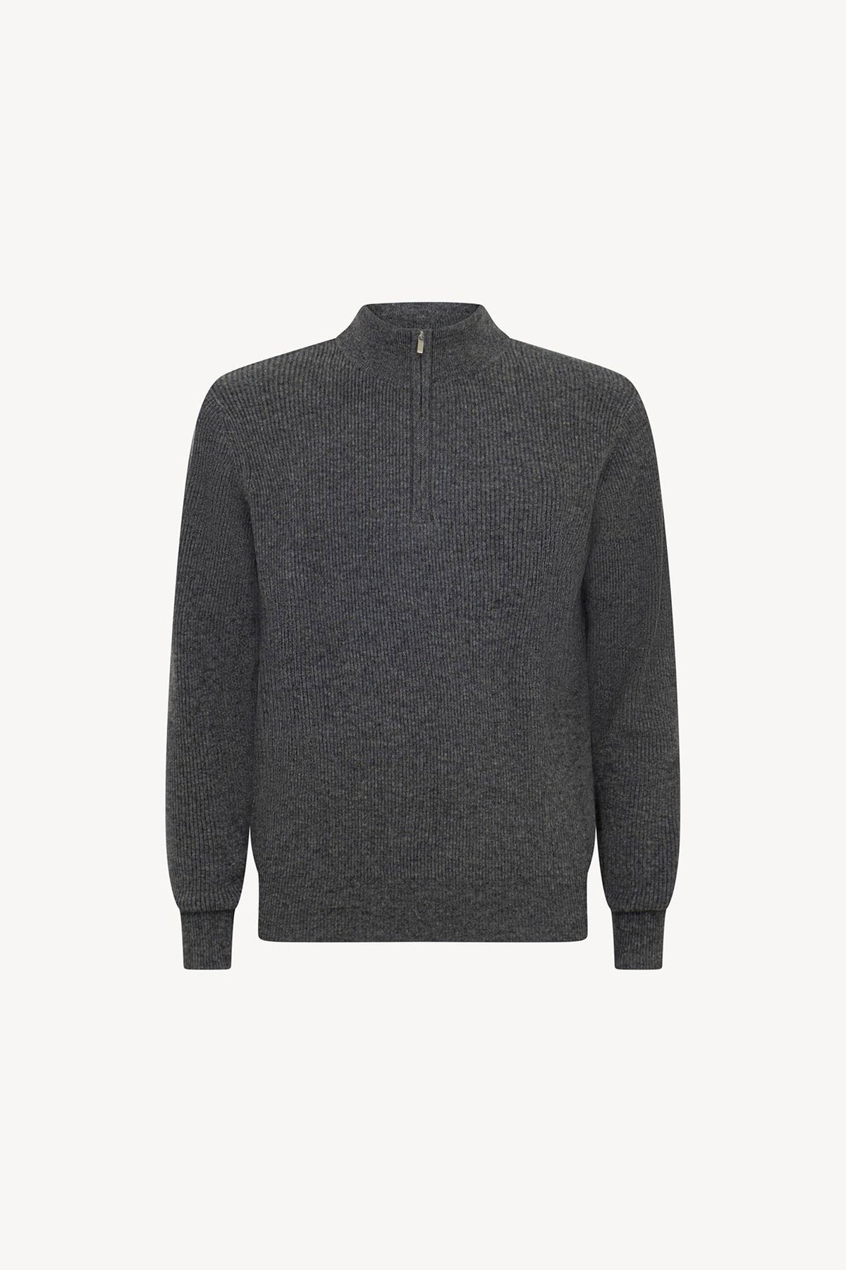 Lupetto Mezza Zip a Costa Inglese in Puro Cashmere Flanella