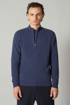 Lupetto Mezza Zip a Costa Inglese in Puro Cashmere Flanella