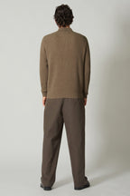 Lupetto Mezza Zip a Costa Inglese in Puro Cashmere Dune