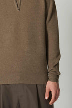 Lupetto Mezza Zip a Costa Inglese in Puro Cashmere Dune