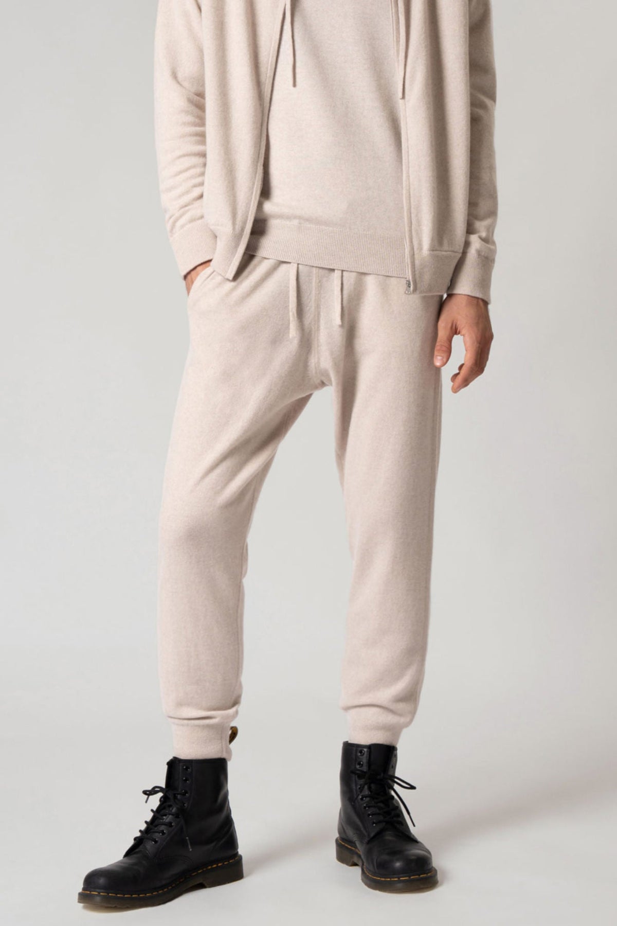 Pantaloni Jogging Unisex in Puro Cashmere Avena