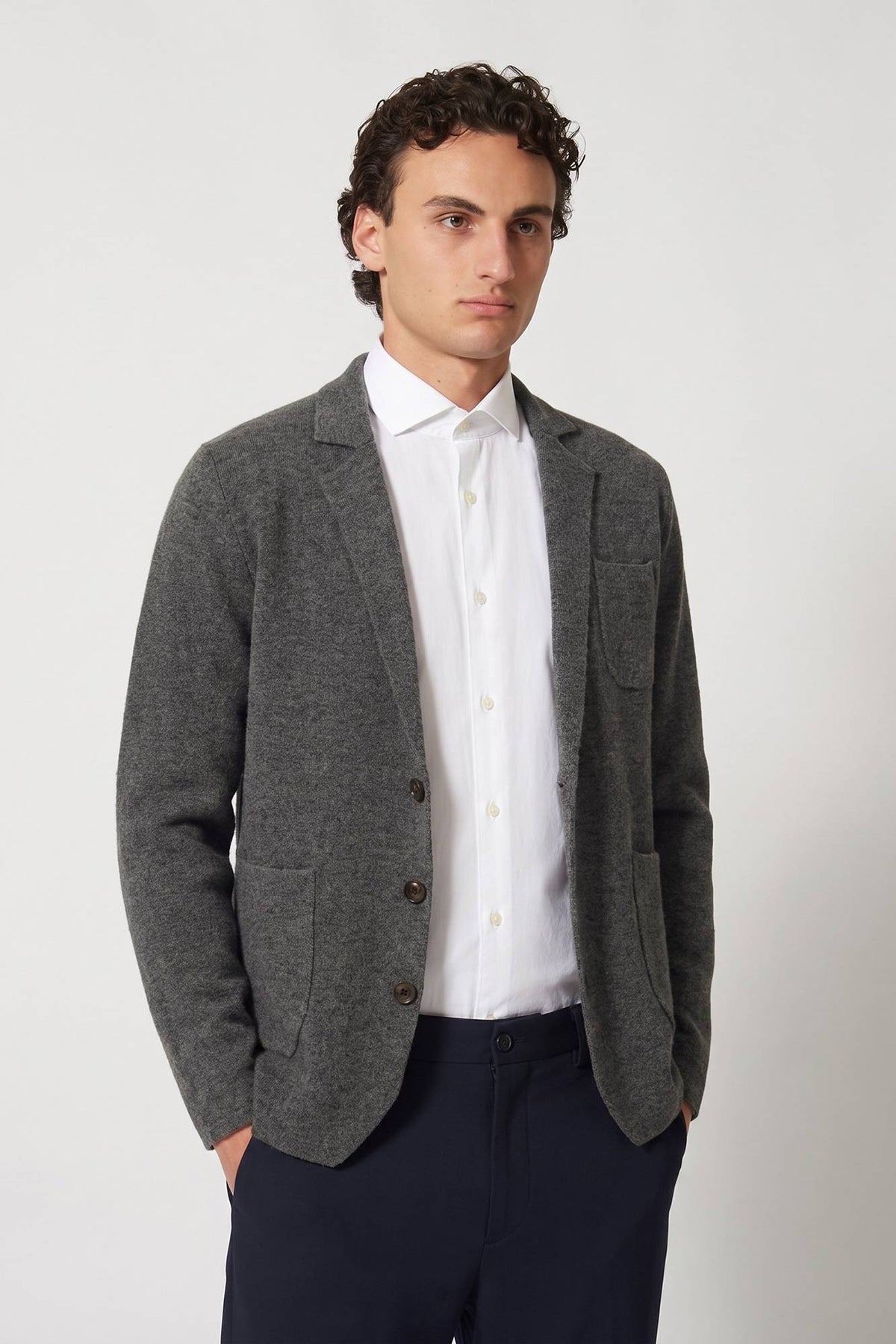 Blazer in Maglia Stoffa in Puro Cashmere Flanella