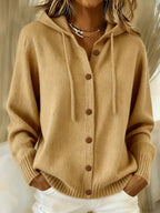 Alida | Cardigan Cappuccio Morbido con Bottoni