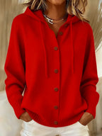 Alida | Cardigan Cappuccio Morbido con Bottoni