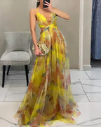 Gwendolyn - Elegante Abito Lungo con Stampa Floreale Donna