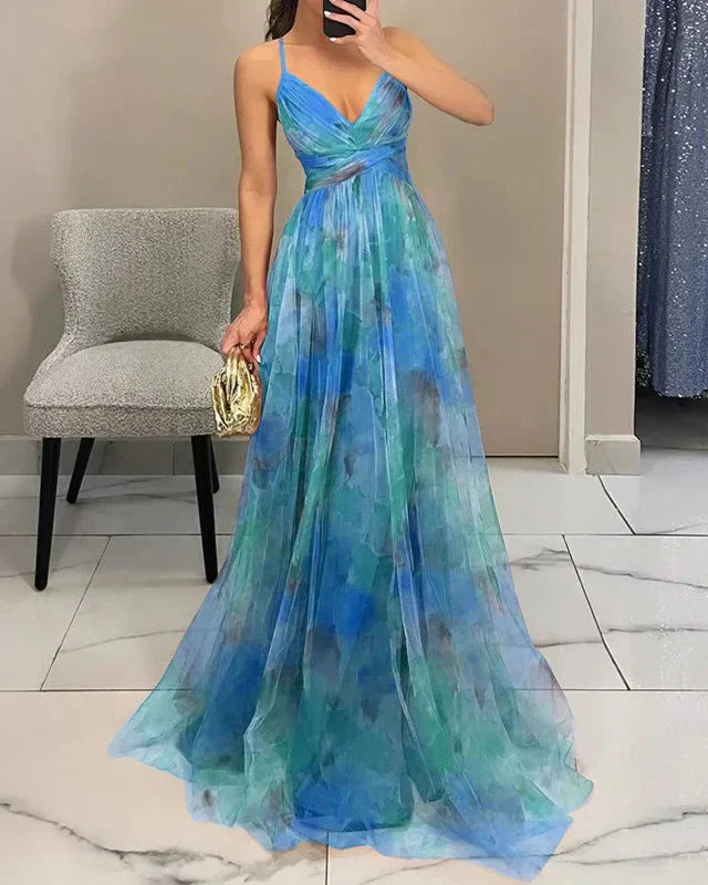 Gwendolyn - Elegante Abito Lungo con Stampa Floreale Donna