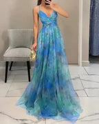 Gwendolyn - Elegante Abito Lungo con Stampa Floreale Donna