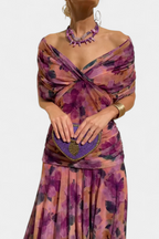 Amarra™ – Abito Lungo Elegante in Chiffon Drappeggiato