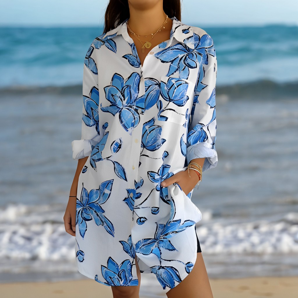 Ariel - Abito camicia da spiaggia morbido per donne