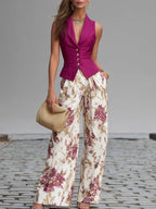 ROSE | FLORAL WIDE-LEG TWO-PIECE SET