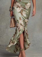 ANNA | SATIN FLORAL MAXI DRESS