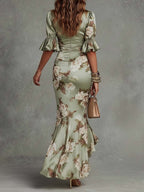 ANNA | SATIN FLORAL MAXI DRESS