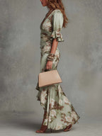 ANNA | SATIN FLORAL MAXI DRESS