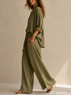 OLIVIA | V-NECK WIDE-LEG TWO-PIECE SET