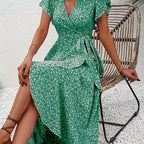 Alessandra™ – Vestito Lungo Floreale a Portafoglio