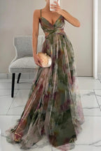 Gwendolyn - Elegante Abito Lungo con Stampa Floreale Donna