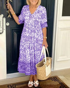 AURORA / FLORAL V-NECK A-LINE DRESS