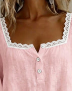 Elodie™ | Lace-Trim Square Neck Blouse