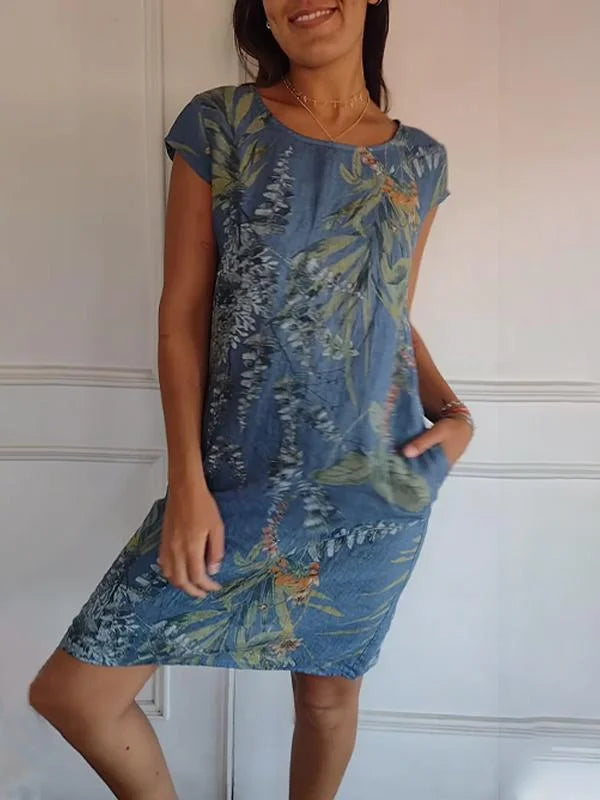 Britt – Abito stampato con scollo rotondo