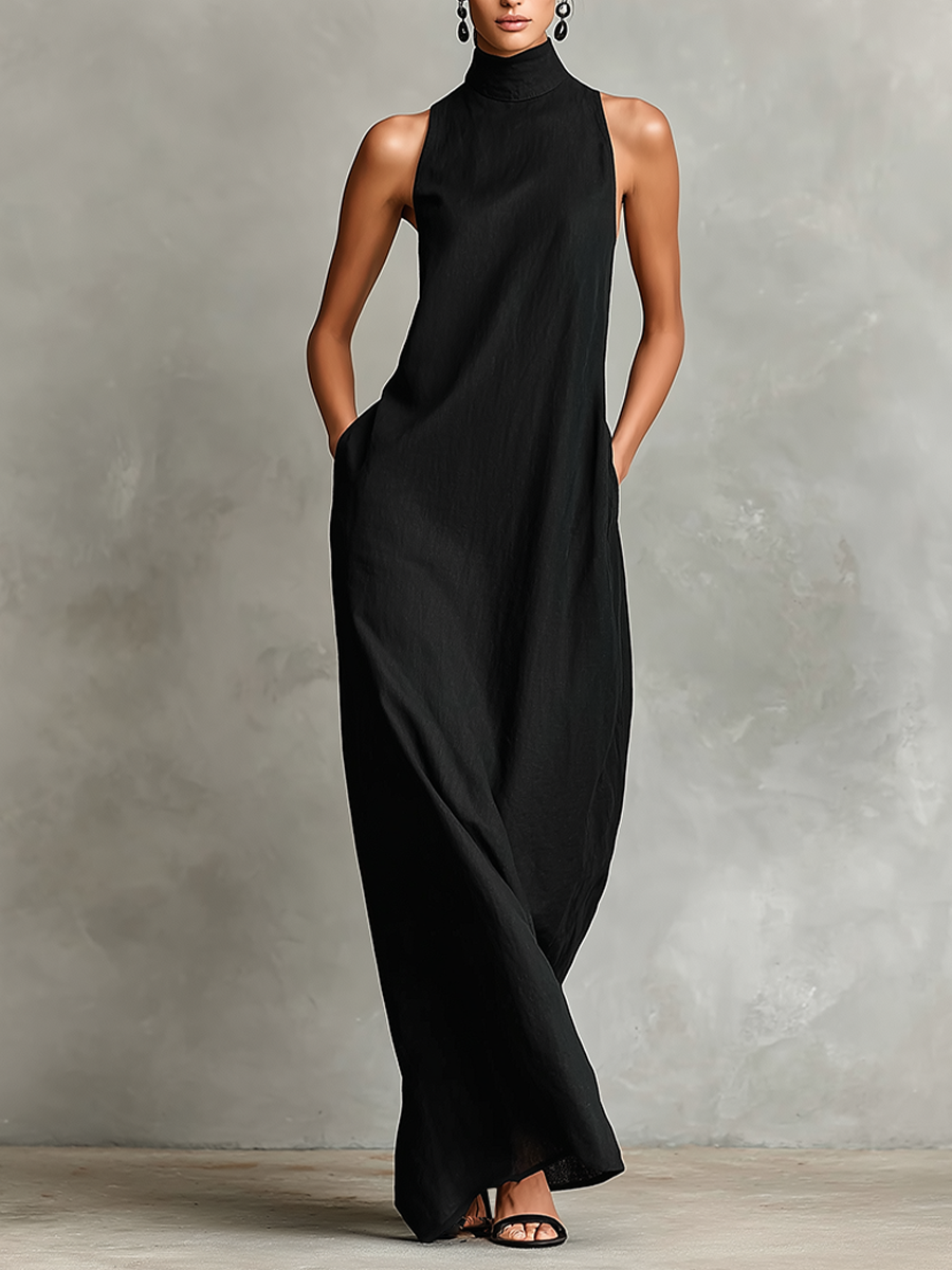 Adalinda | Abito Lungo Elegante a Collo Alto