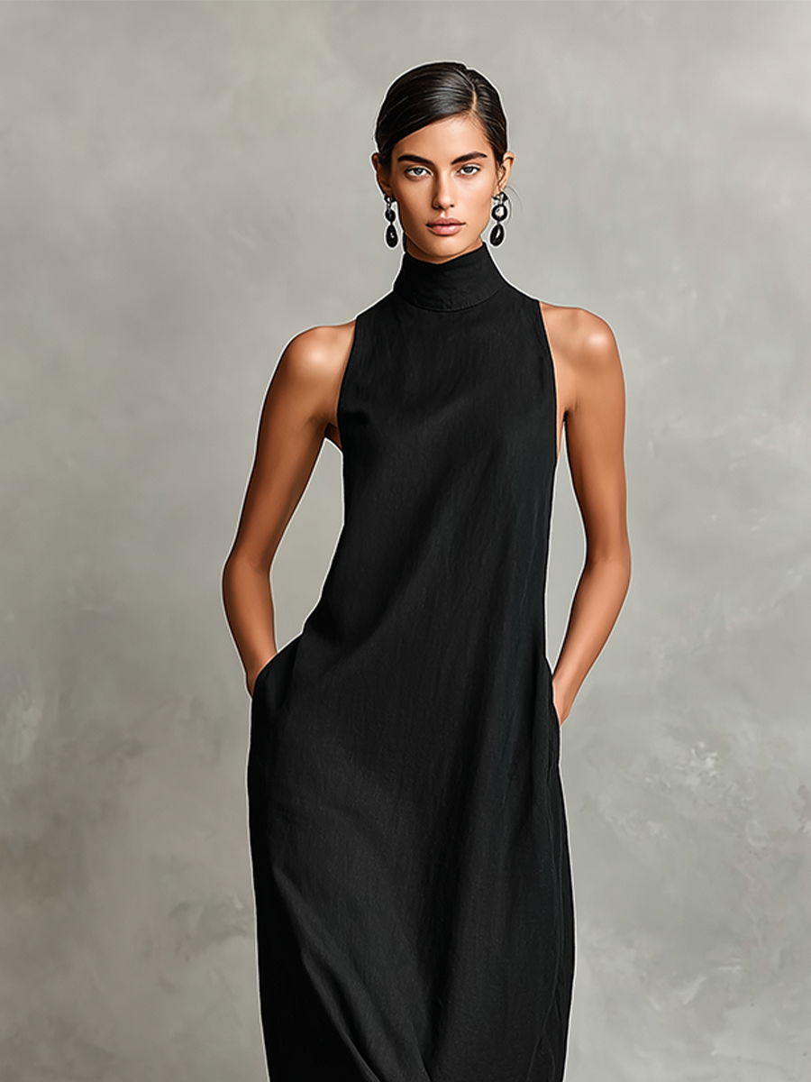 Adalinda | Abito Lungo Elegante a Collo Alto