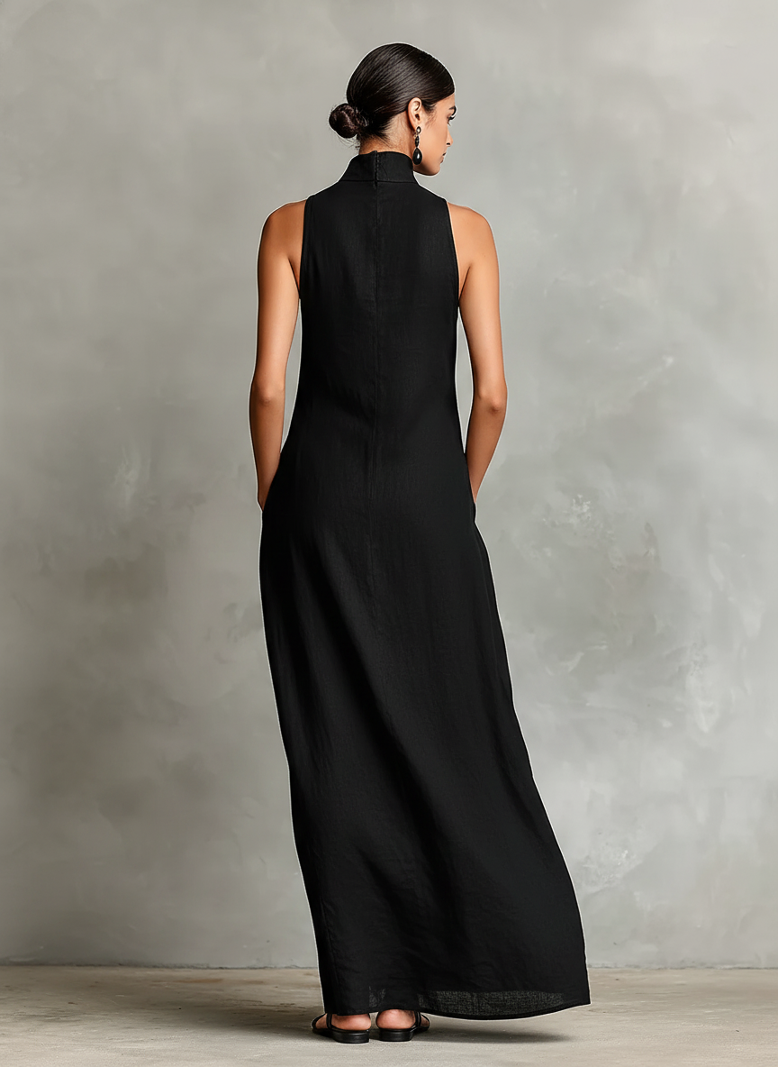 Adalinda | Abito Lungo Elegante a Collo Alto