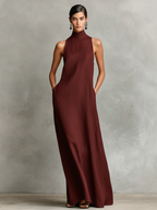 Adalinda | Abito Lungo Elegante a Collo Alto