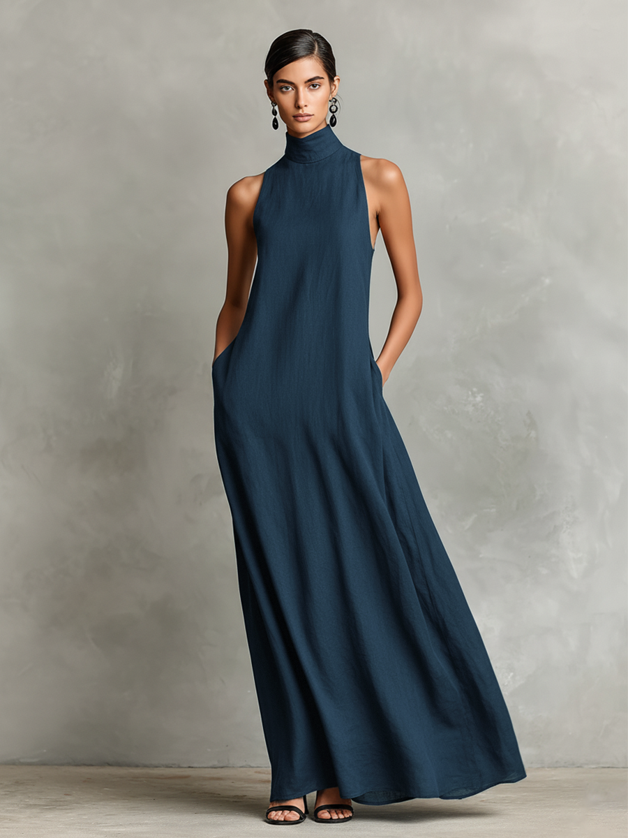 Adalinda | Abito Lungo Elegante a Collo Alto