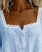 Elodie™ | Lace-Trim Square Neck Blouse