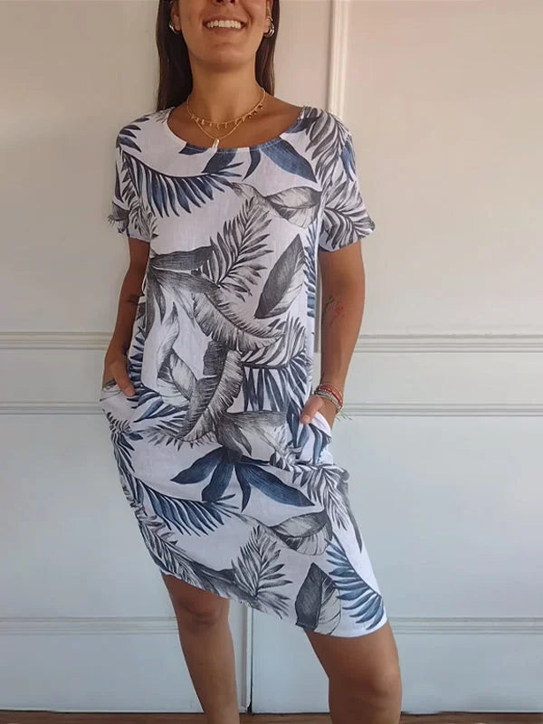 Britt – Abito stampato con scollo rotondo