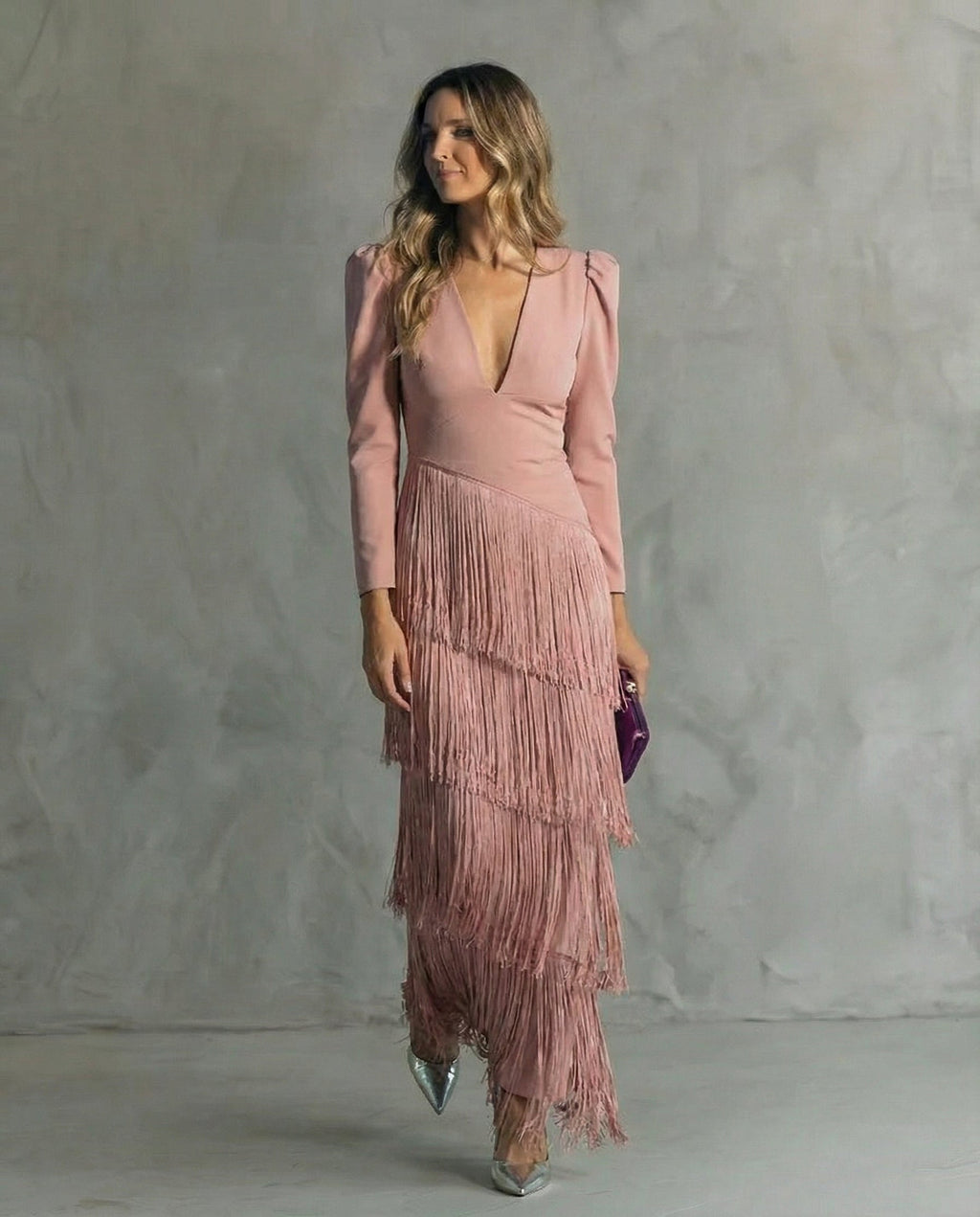 CLARA | FRINGE SLEEVE MIDI DRESS