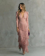 CLARA | FRINGE SLEEVE MIDI DRESS