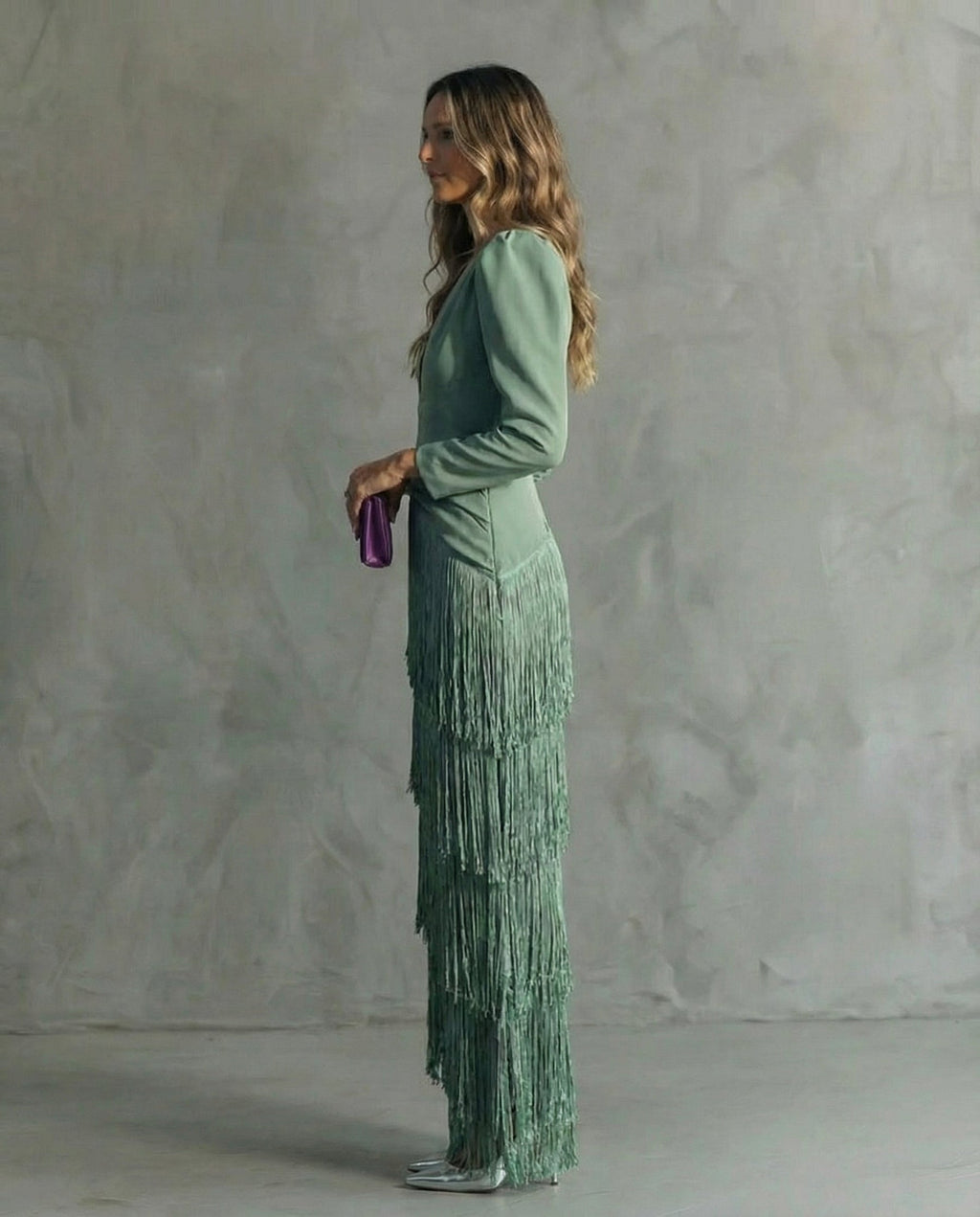 CLARA | FRINGE SLEEVE MIDI DRESS