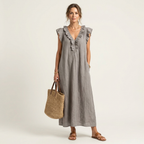 JOSETTE | RUFFLE V-NECK MAXI DRESS