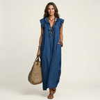 JOSETTE | RUFFLE V-NECK MAXI DRESS