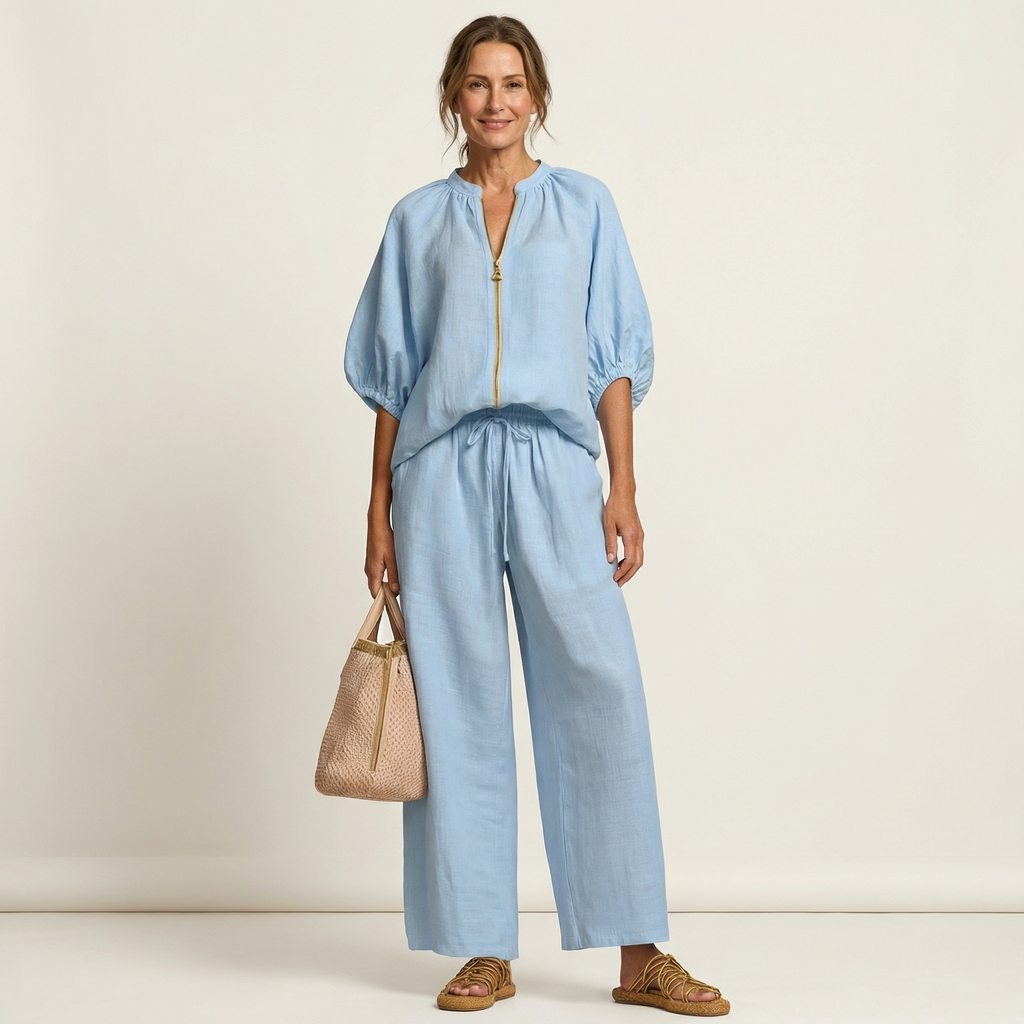 Alice | Set con Zip Frontale e Maniche a Sbuffo