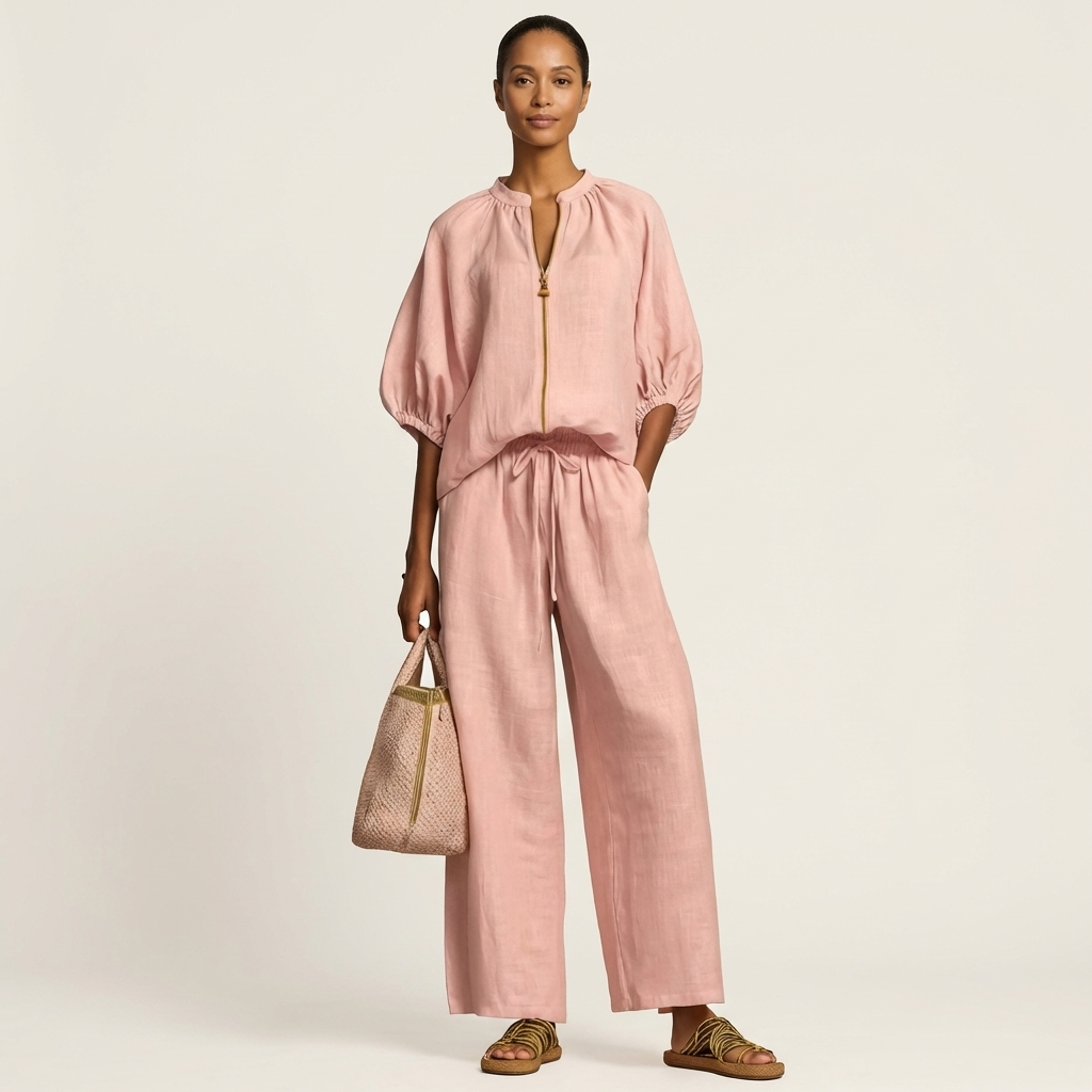 Alice | Set con Zip Frontale e Maniche a Sbuffo
