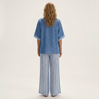 Ginevra | Set Top Scollo a V Stile College e Pantaloni a Righe