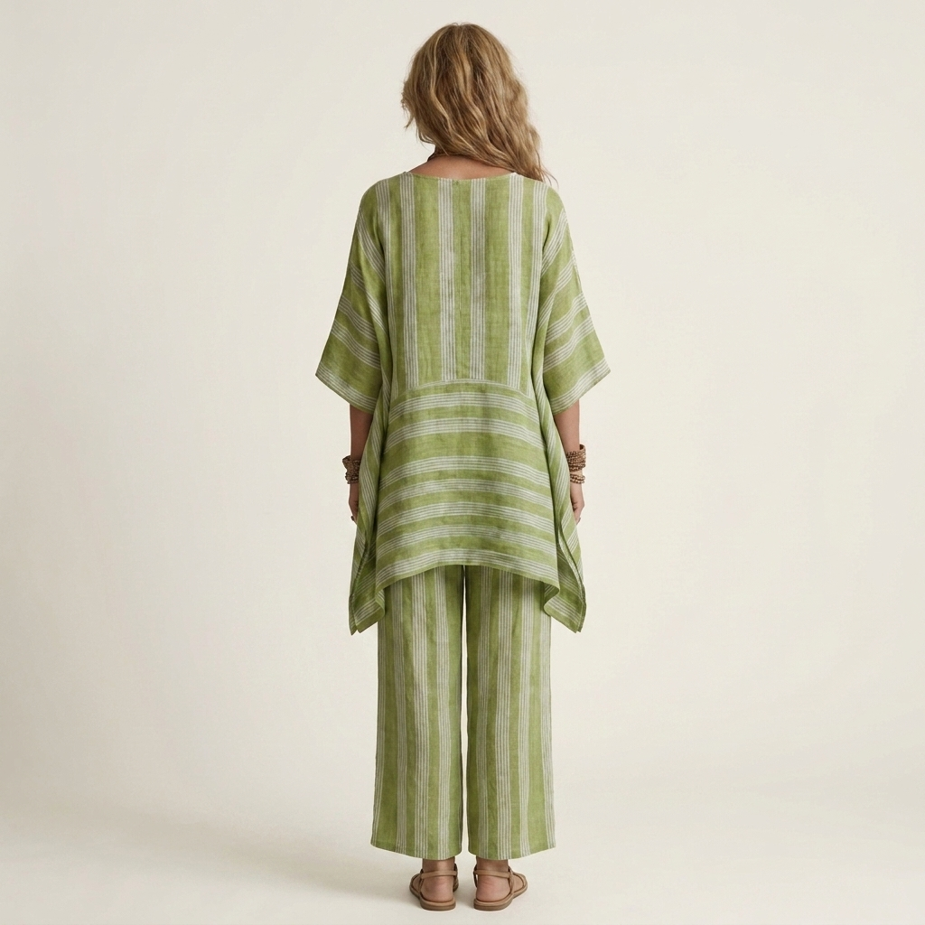 Emma | Set Due Pezzi in Cotone-Lino a Righe